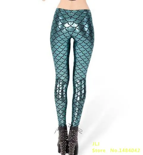 2017 New Top Sale Black Milk Digital Print Women Mermaid Fish Scale Leggings Free Shipping Plus Size S M L XL XXL10 Colors