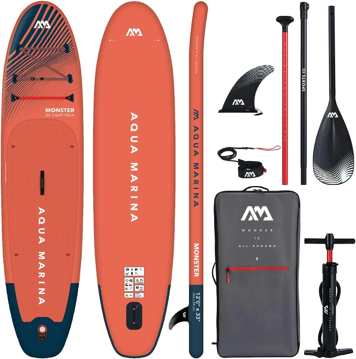 Aqua Marina Monster 12 ' Inflatable Stand Up Paddle Board
