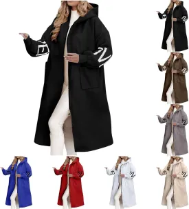 Autumn fashion women's casual comfort with chinstrap pocket Long patchwork waist adjustable warm coat