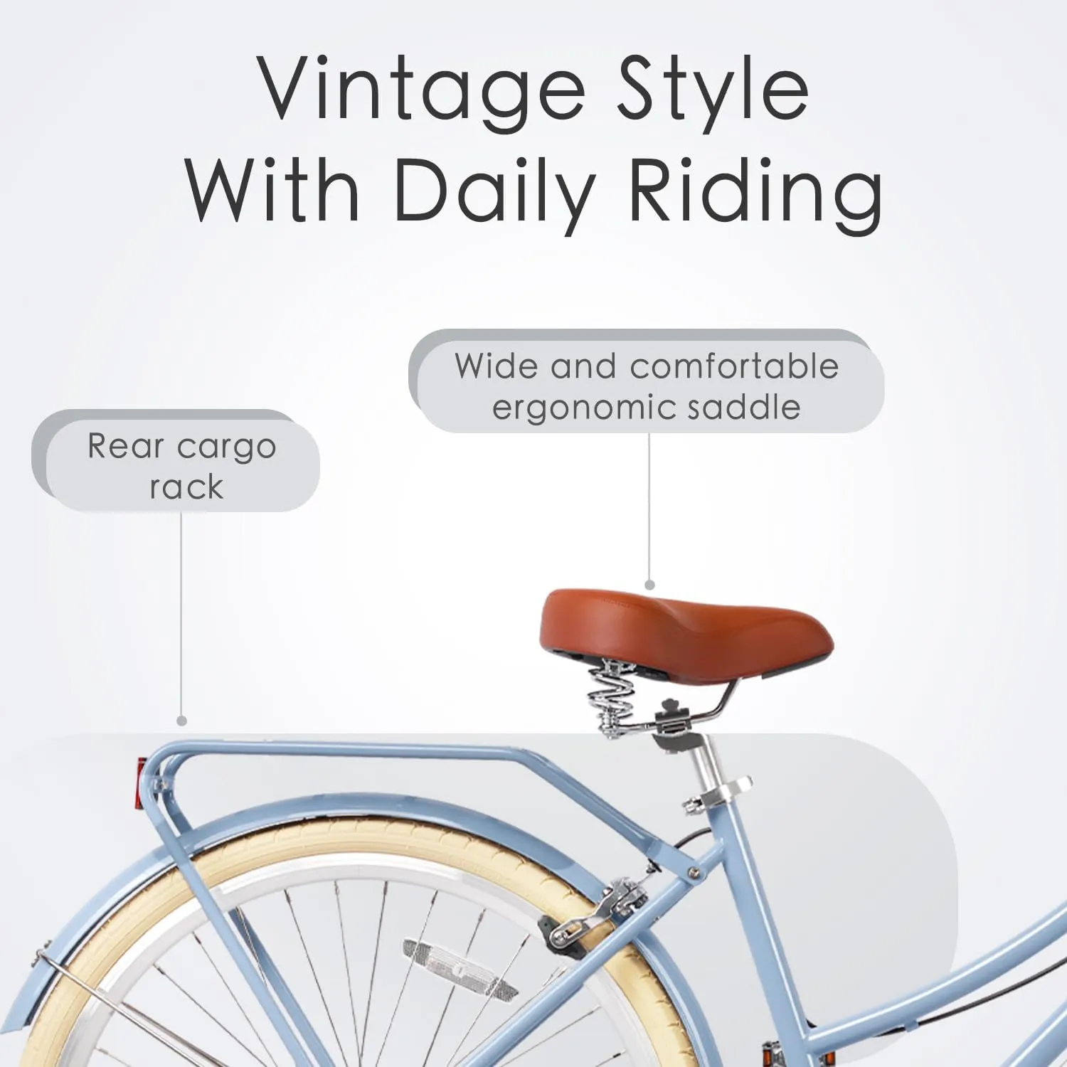 AVASTA Hybrid Bike for Adult Women Female Lightweight Step Through 26 inch Hi-Ten Steel Frame City Commuter Comfort Lady Bicycle, 6-Speed, Multiple Colors