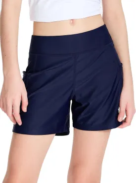 DEVOROPA Youth Girls Swim Board Shorts with Mesh Liner Quick Dry Beach Summer Swimwear Kids Swimming Shorts UPF 50  Pockets