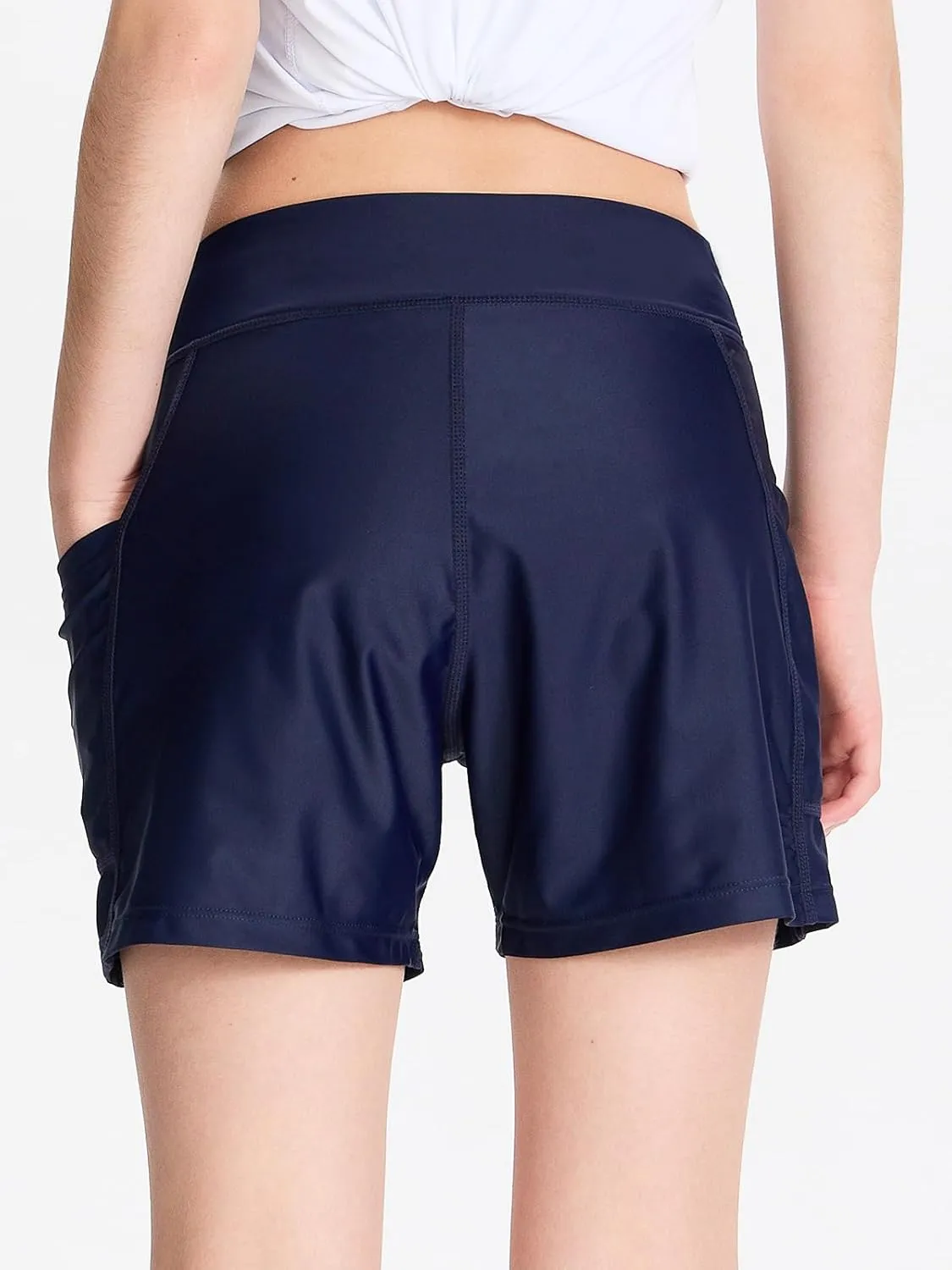 DEVOROPA Youth Girls Swim Board Shorts with Mesh Liner Quick Dry Beach Summer Swimwear Kids Swimming Shorts UPF 50  Pockets