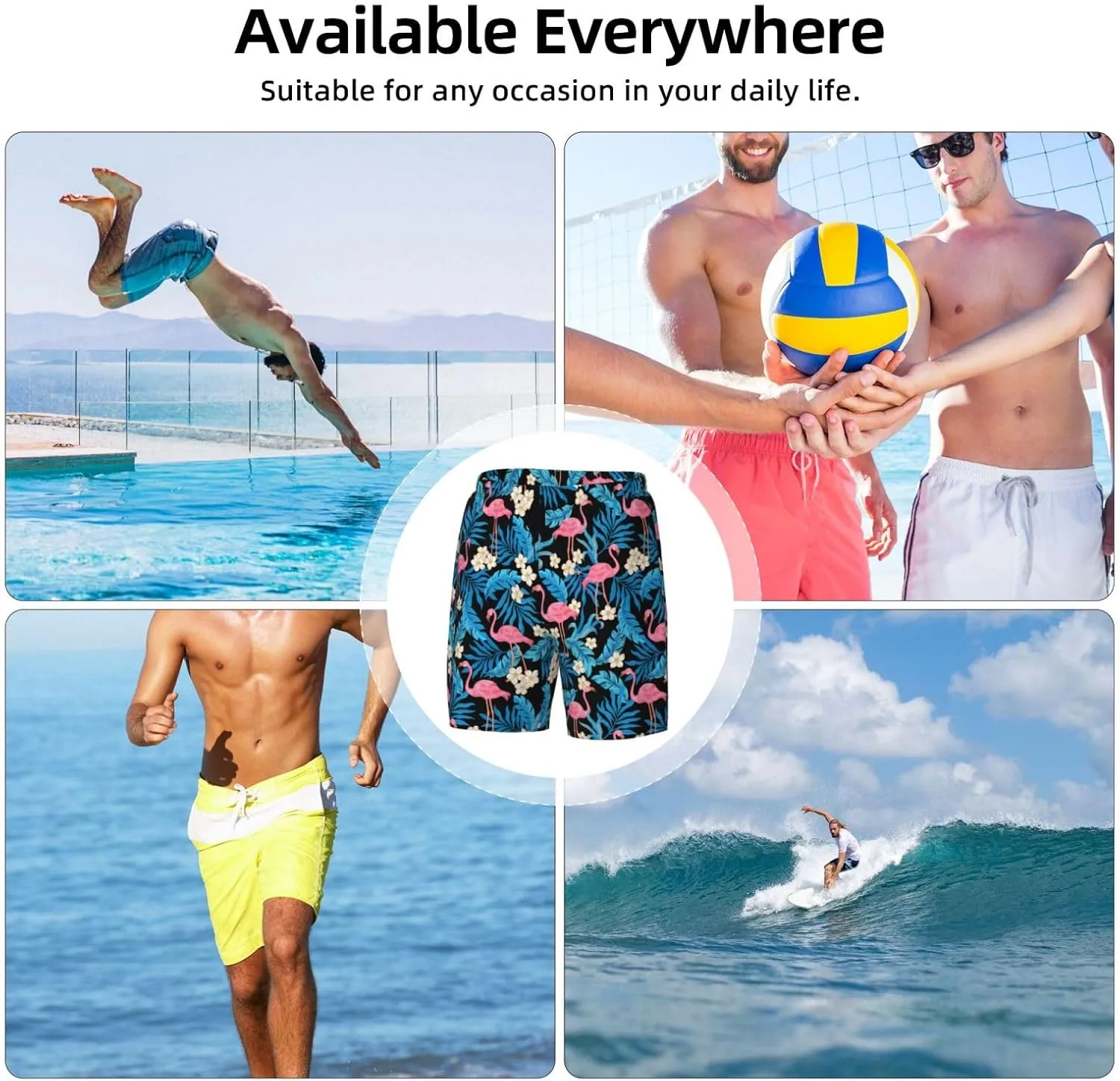 Duck Men's Swim Trunks with Compression Liner 2 in 1 Inseam Quick Dry Beach Shorts 7 inch Swimming Board Shorts
