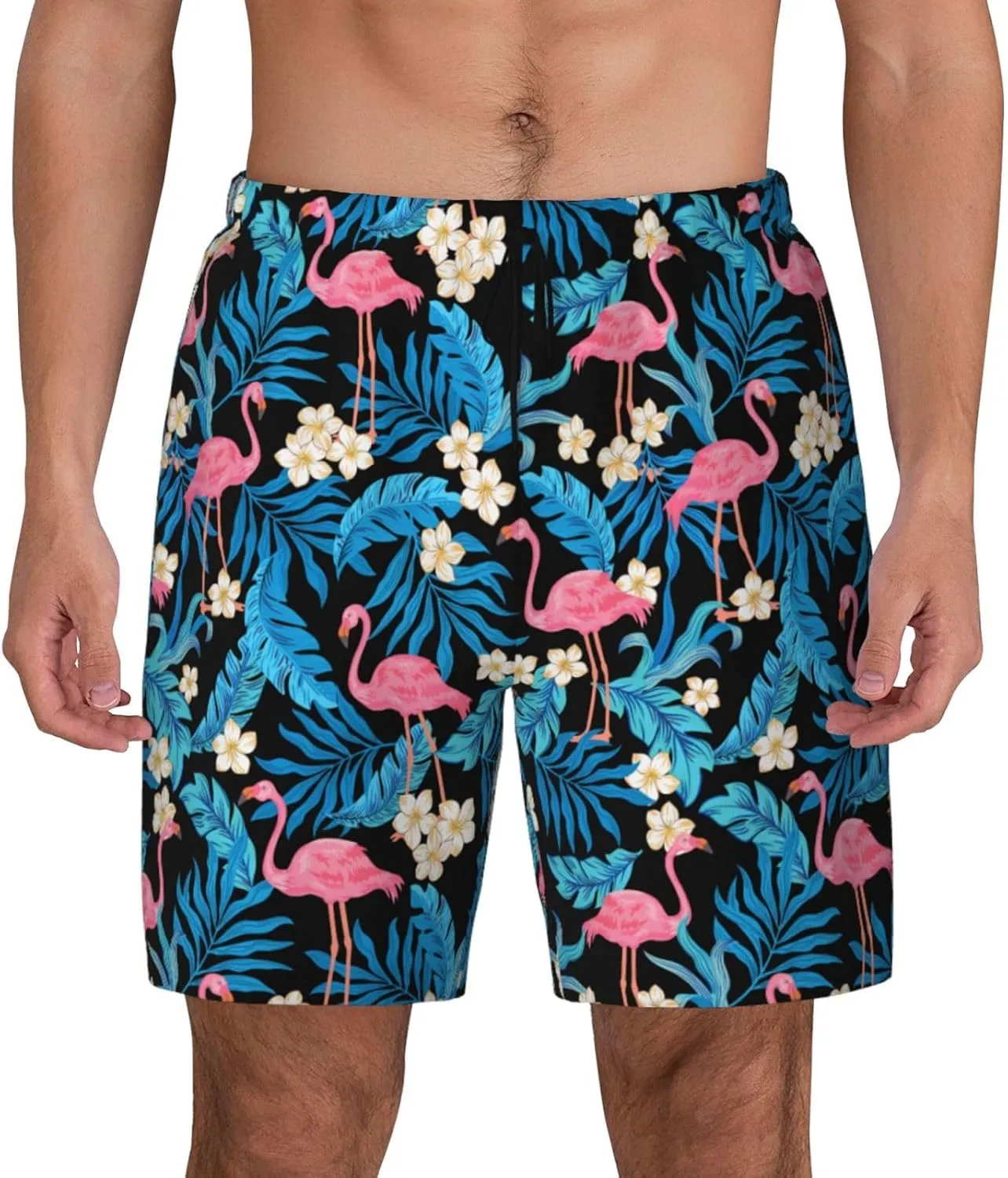 Duck Men's Swim Trunks with Compression Liner 2 in 1 Inseam Quick Dry Beach Shorts 7 inch Swimming Board Shorts