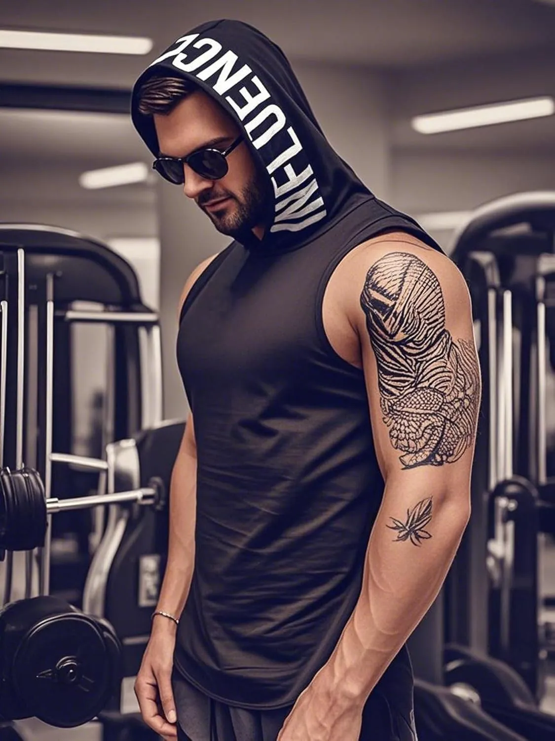 FLYFIREFLY Men's 2 Pack Workout Hooded Tank Tops Bodybuilding Athletic Sleeveless Muscle Cut Off T Shirt Gym Hoodies