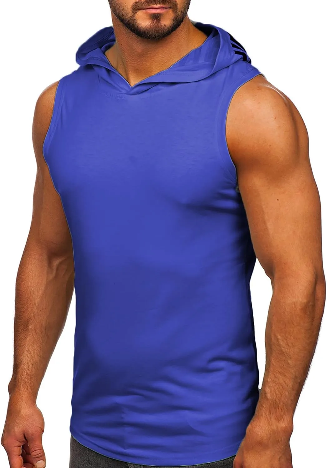 FLYFIREFLY Men's 2 Pack Workout Hooded Tank Tops Bodybuilding Athletic Sleeveless Muscle Cut Off T Shirt Gym Hoodies