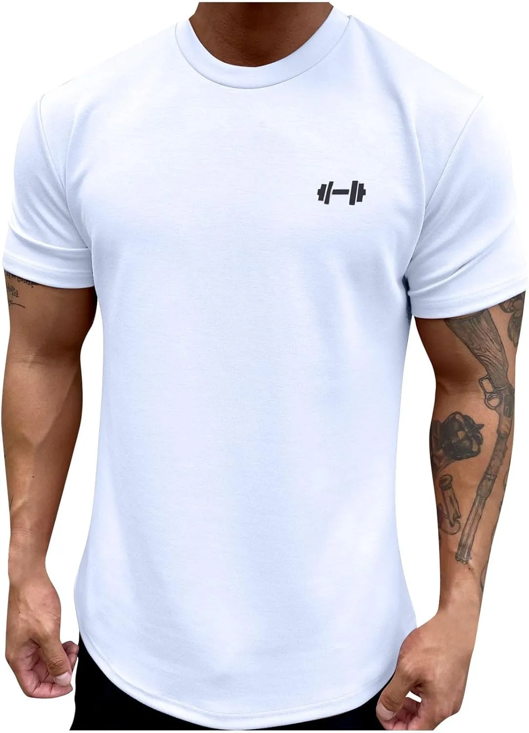Generic Men's Sports T-Shirt Summer Fashion Solid Color Loose Casual Short Sleeves Round-Neck Workout Tees Shirts Tops