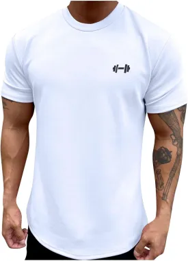 Generic Men's Sports T-Shirt Summer Fashion Solid Color Loose Casual Short Sleeves Round-Neck Workout Tees Shirts Tops