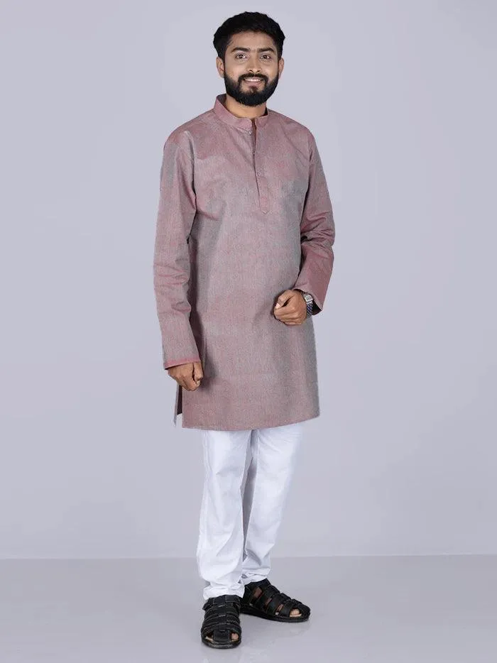 Green Red Duel Tone Handwoven Organic Cotton Men Kurta
