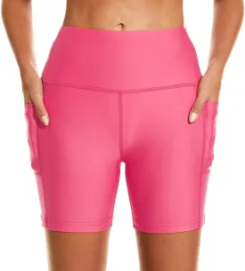 HODOSPORTS Women's 3''/5''/7''/9'' Swim Shorts UPF 50  High Waisted Board Shorts with Pockets Liner Quick Dry Swimsuit Bottom