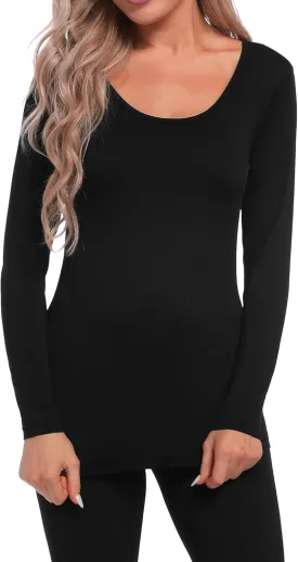 INNERSY Women's Thermal Long Sleeve Scoop Neck Shirts Lightweight Base Layer Thermal Tops Undershirts