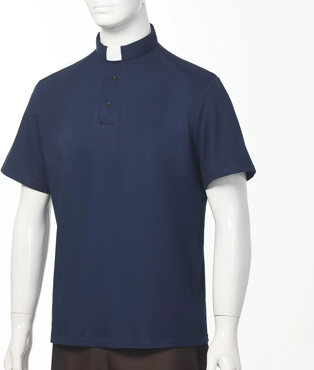 Men's Clergy Tab Collar Polo Shirt Short Sleeve Pastor Minister Preacher Shirt