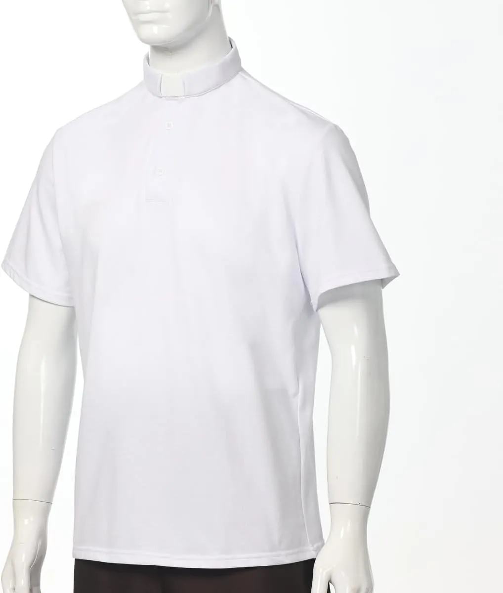 Men's Clergy Tab Collar Polo Shirt Short Sleeve Pastor Minister Preacher Shirt