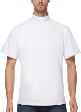 Men's Clergy Tab Collar Polo Shirt Short Sleeve Pastor Minister Preacher Shirt