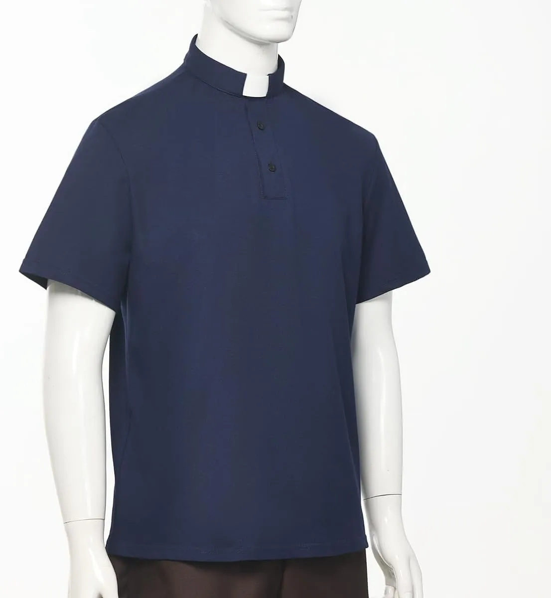 Men's Clergy Tab Collar Polo Shirt Short Sleeve Pastor Minister Preacher Shirt