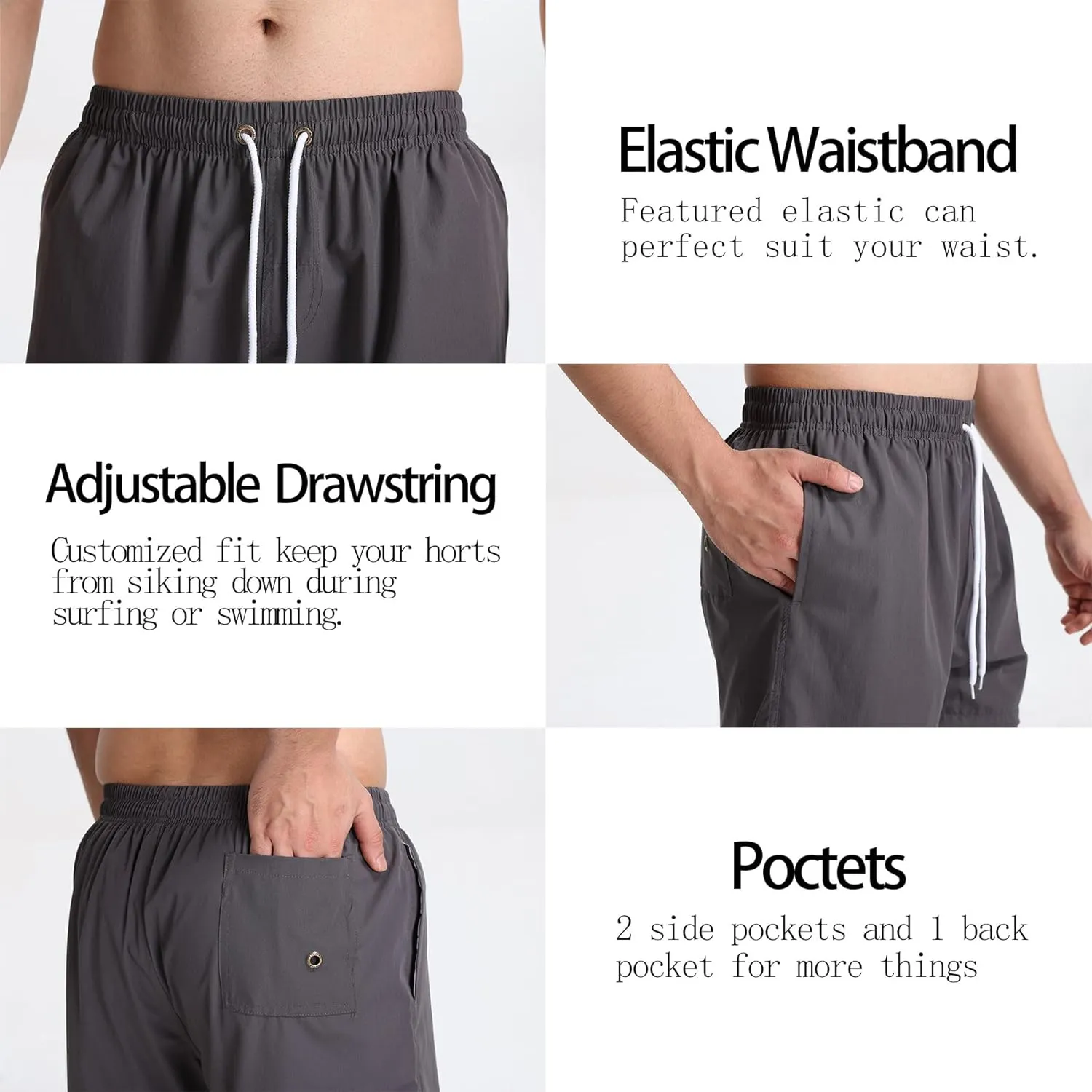 Men's Swim Trunks 5 Inch Quick Dry Board Shorts Mesh Lining Swimming Trunks Beach Shorts for Men Bathing Suits