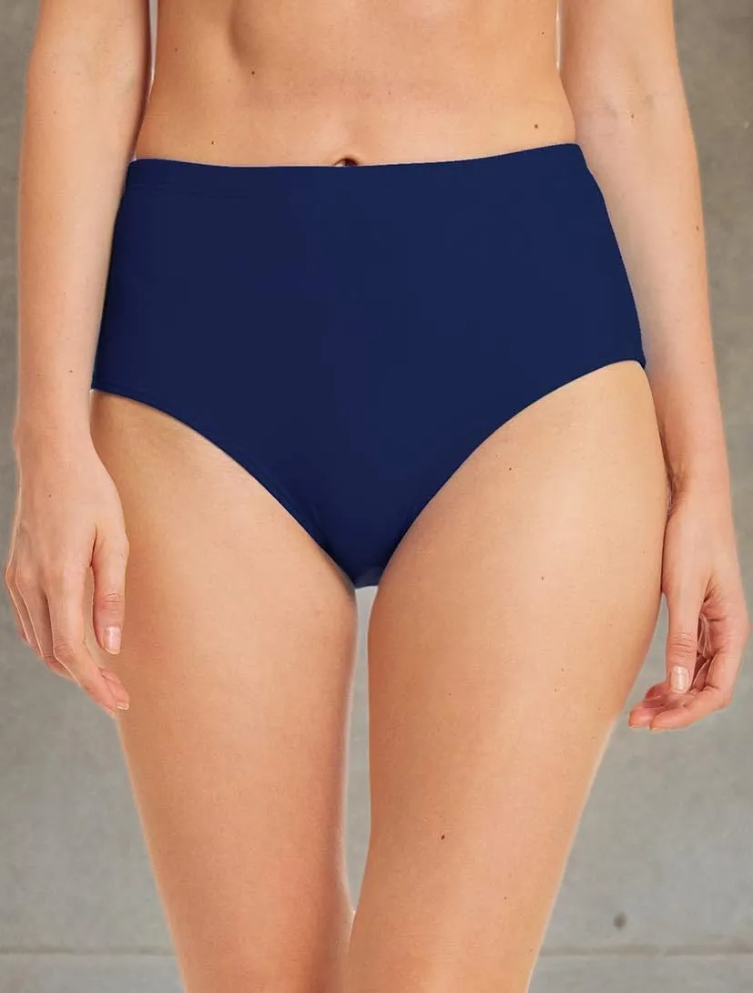 Micosuza Women's Swim Bottom High Waist Retro Basic Full Coverage Bikini Tankini Swimsuit Briefs