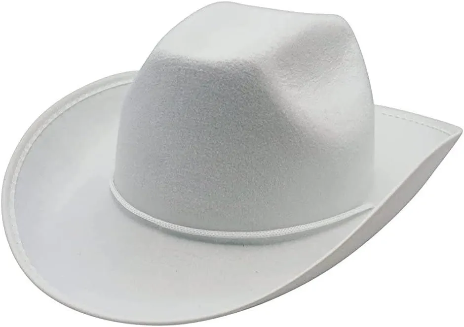 Novelty White Cowboy Hat for Men Women Felt Party Hat with Chinstrap Western White Cowgirl Hat for Women Adult