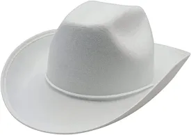 Novelty White Cowboy Hat for Men Women Felt Party Hat with Chinstrap Western White Cowgirl Hat for Women Adult