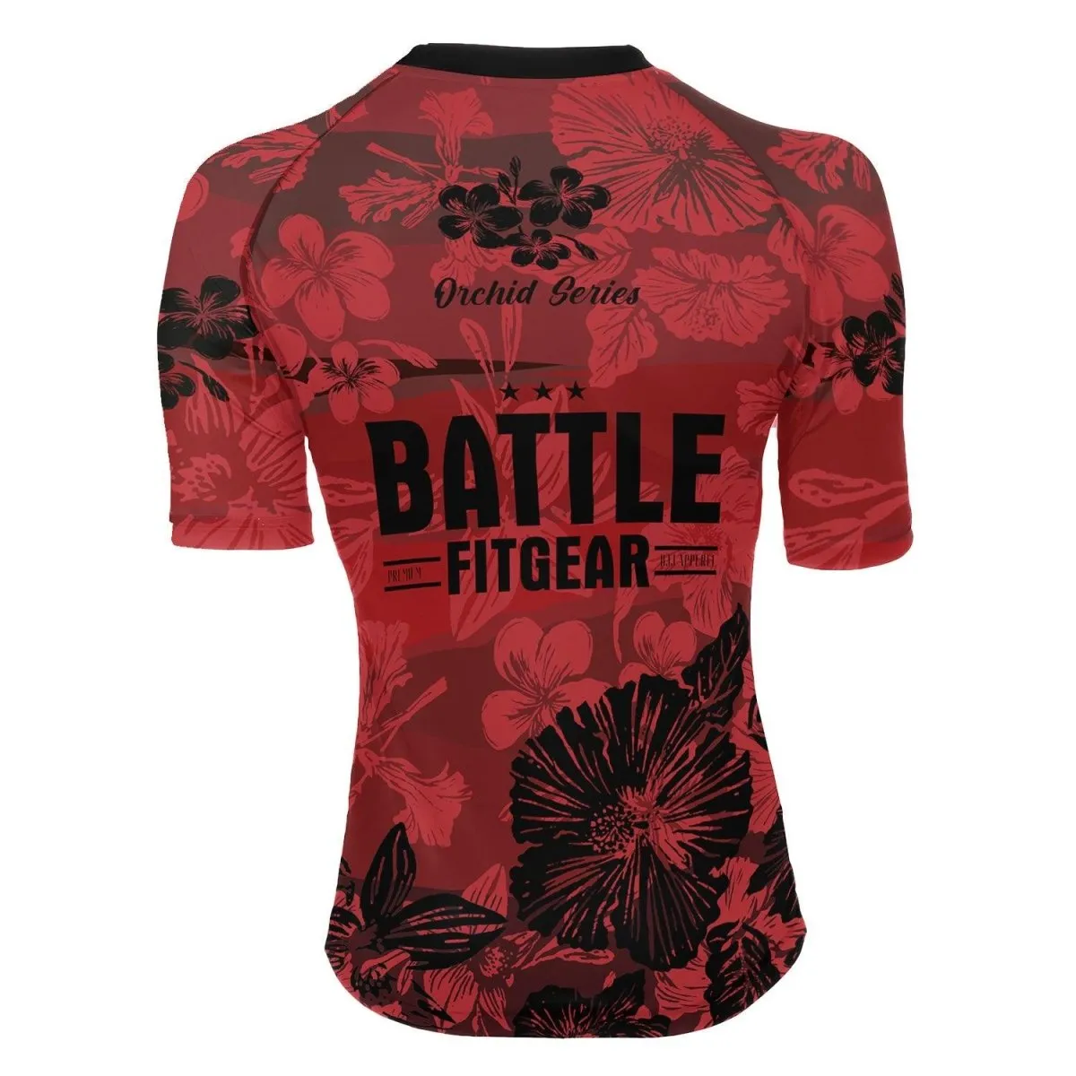 Orchid Series Floral Red Heart Pattern Women's Short Sleeve Rash Guard
