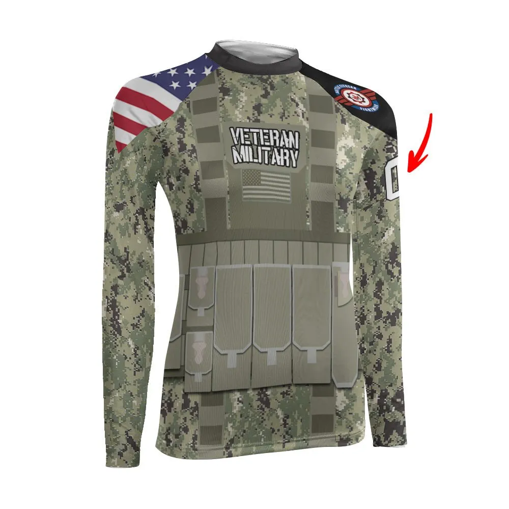Personalized USN Navy Veteran Women's Long Sleeve Rash Guard