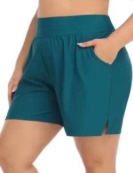 Plus Size Swim Shorts for Women High Waisted Board Shorts Tankini Swimsuit Bottom with Pockets