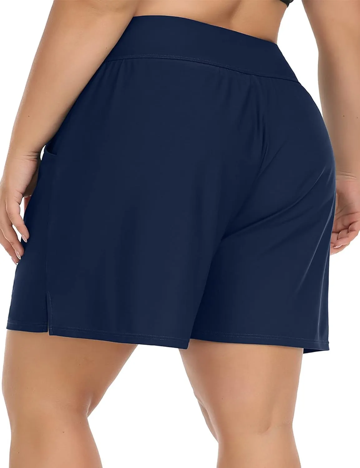 Plus Size Swim Shorts for Women High Waisted Board Shorts Tankini Swimsuit Bottom with Pockets