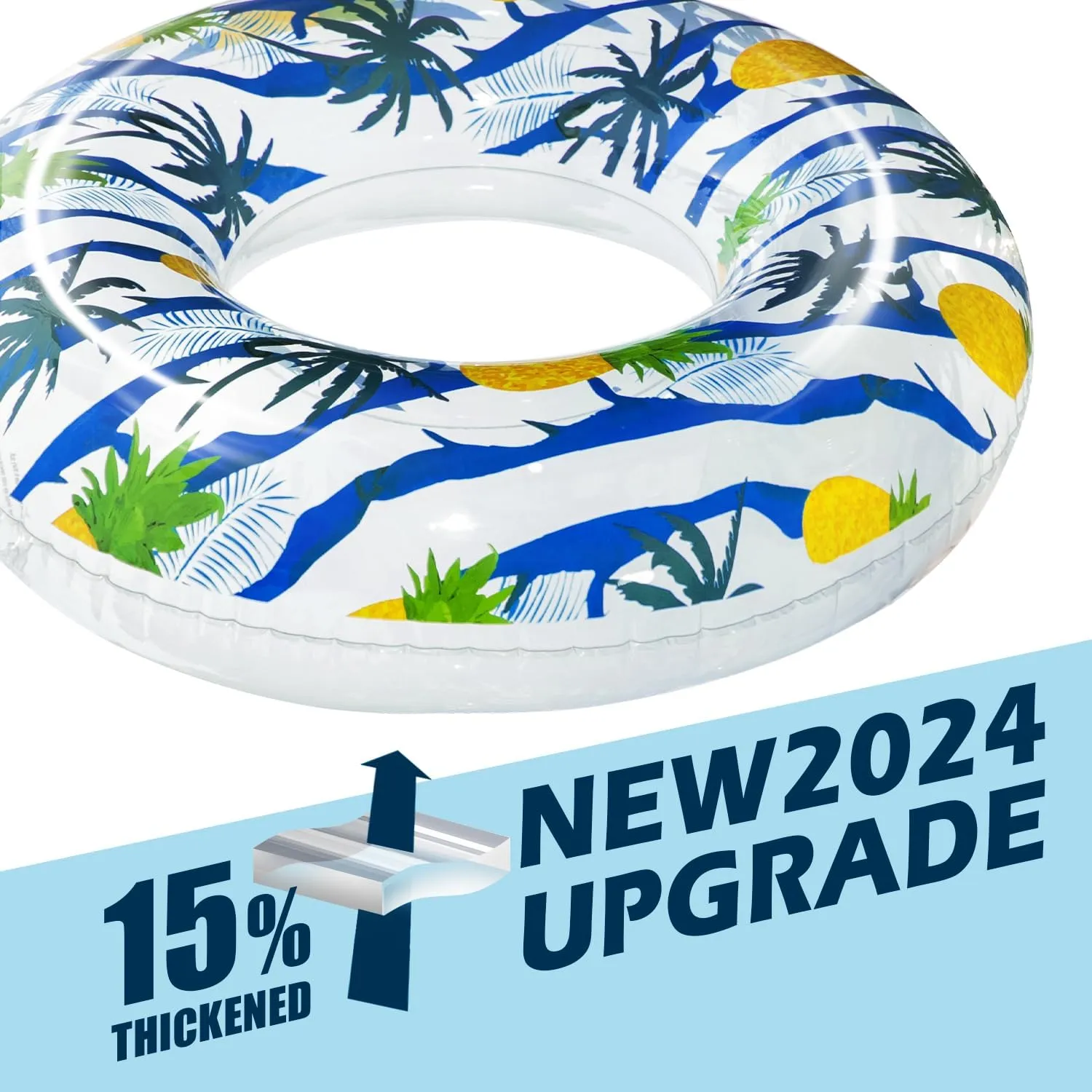 Polita Pool Tubes for Adults, Transparent Pool Floats Tube with Printed, Summer Beach Party Confetti Glitter Pool Inner Tubes for Adults Kids