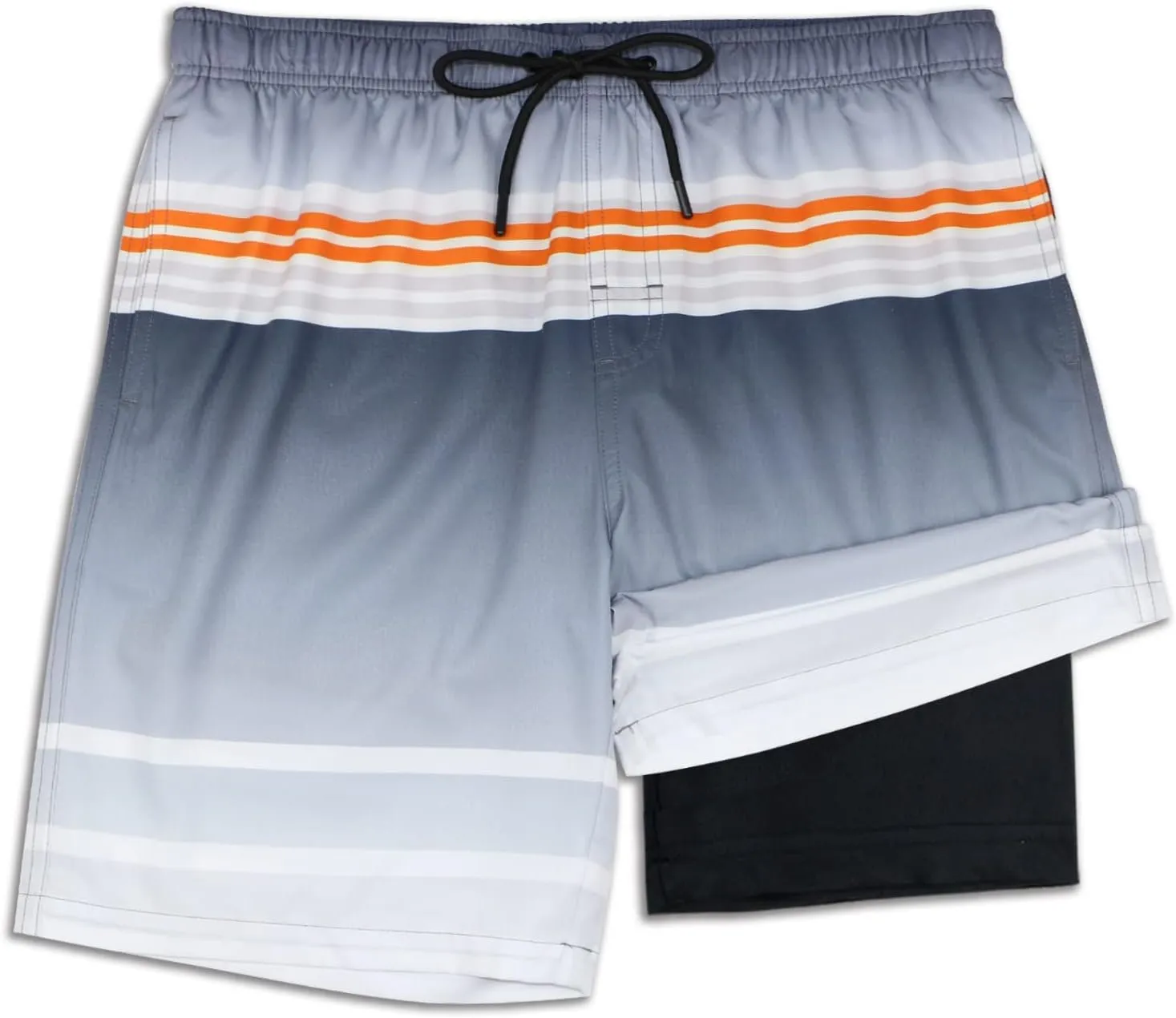 QRANSS Mens Swimming Trunks with Compression Liner 9'' Quick Dry Long Swim Shorts Swimwear Boardshorts with Boxer Brief Liner