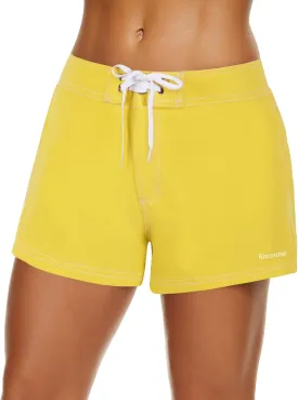 Rocorose Women's Board Shorts Quick Dry Elastic Waist Swim Shorts Surf Swimwear with Pocket and Liner