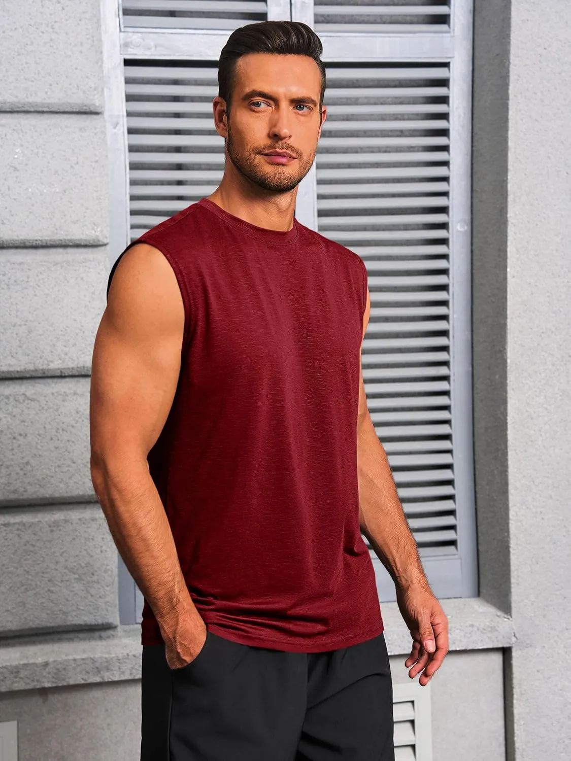 Runcati Mens Workout Tank Tops Sleeveless Muscle Cut Off Shirt Athletic Gym T Shirts