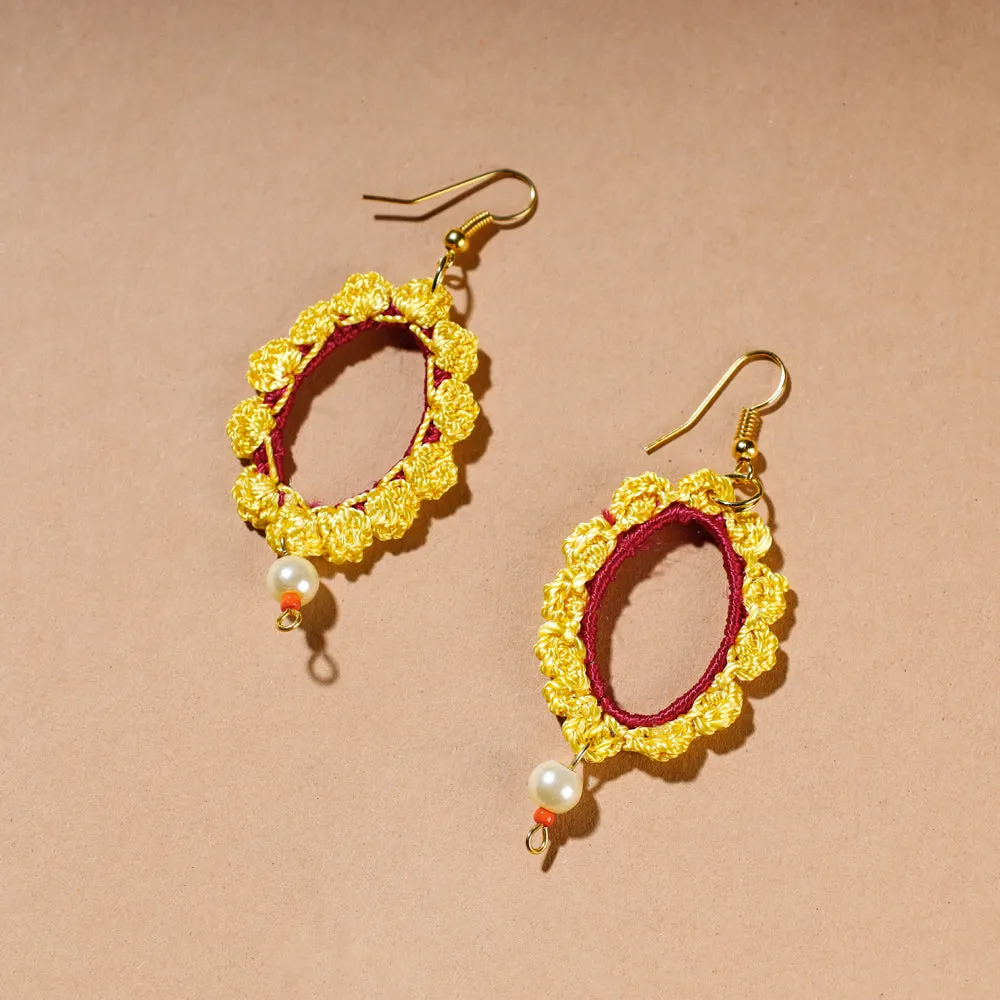 Samoolam Handmade Crochet And Bell Hoop Earrings ~ Yellow