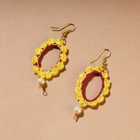 Samoolam Handmade Crochet And Bell Hoop Earrings ~ Yellow