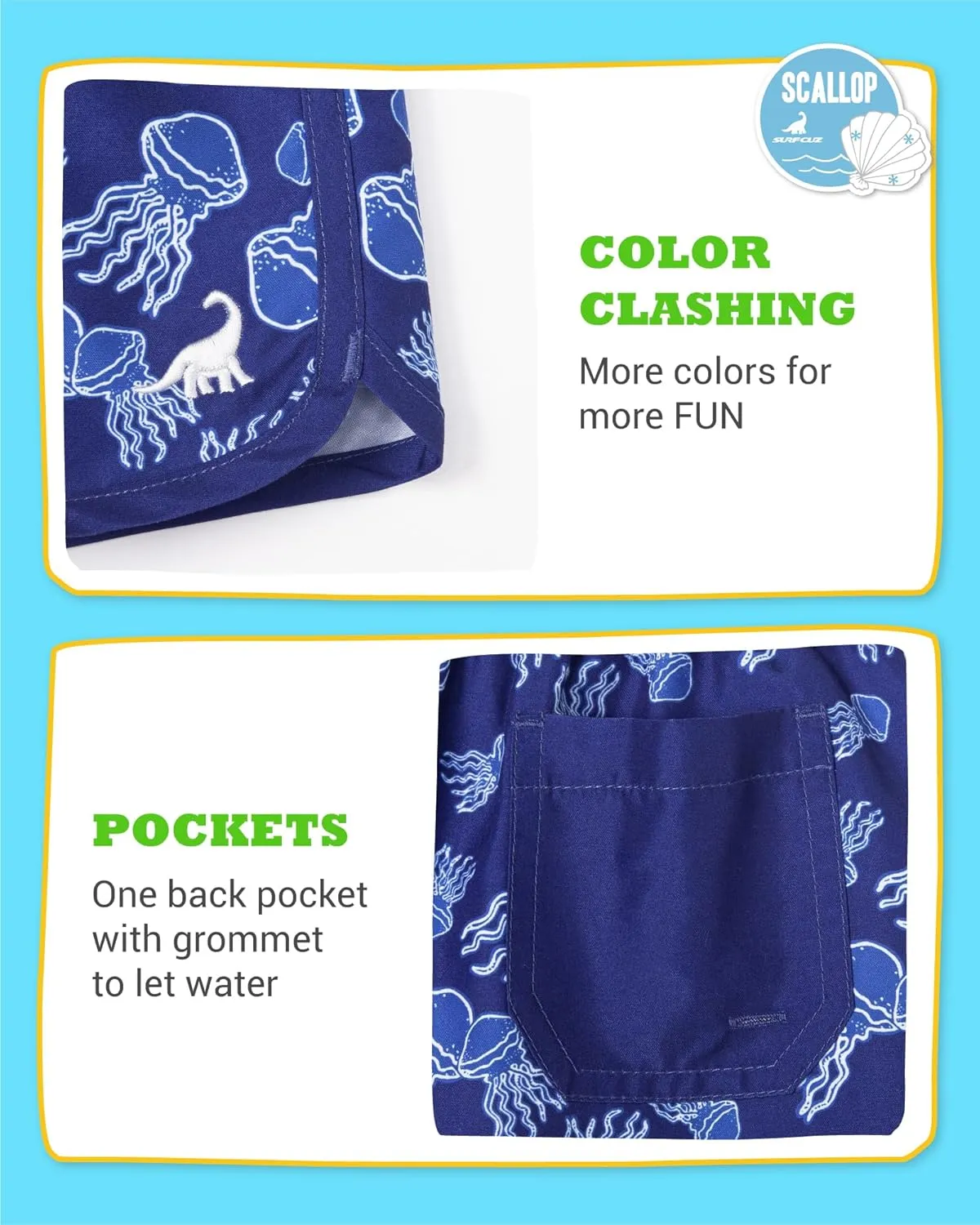SURF CUZ Boys Swim Trunks Retro Toddler Boy Swimsuit Shorts Quick Dry Swimming Trunks Bathing Suit