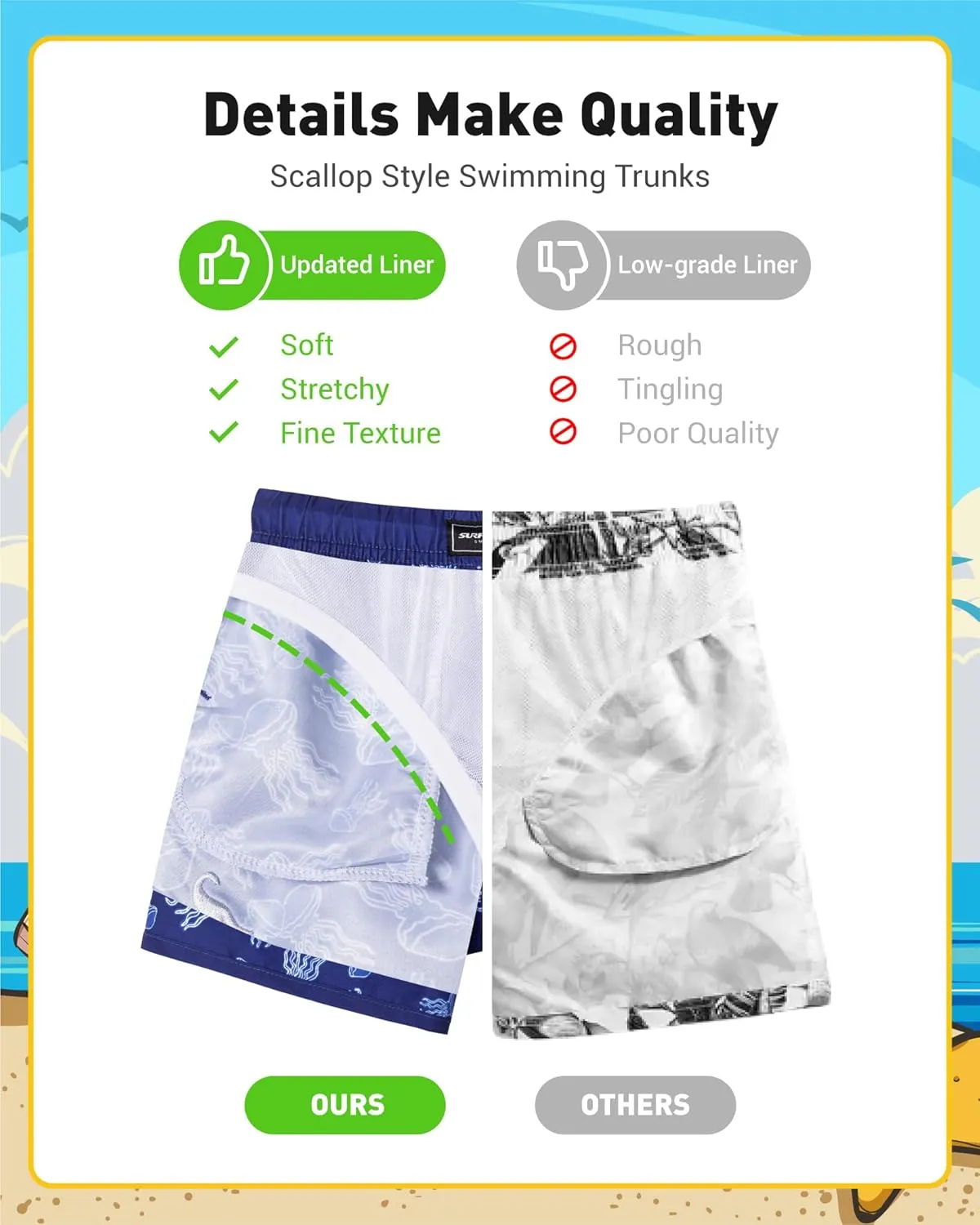 SURF CUZ Boys Swim Trunks Retro Toddler Boy Swimsuit Shorts Quick Dry Swimming Trunks Bathing Suit