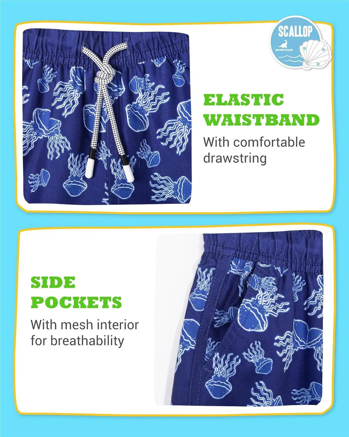 SURF CUZ Boys Swim Trunks Retro Toddler Boy Swimsuit Shorts Quick Dry Swimming Trunks Bathing Suit