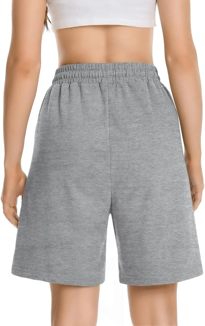 Womens Long Sweat Shorts Casual Summer Bermuda Loose Lounge Workout Athletic Shorts with Pockets